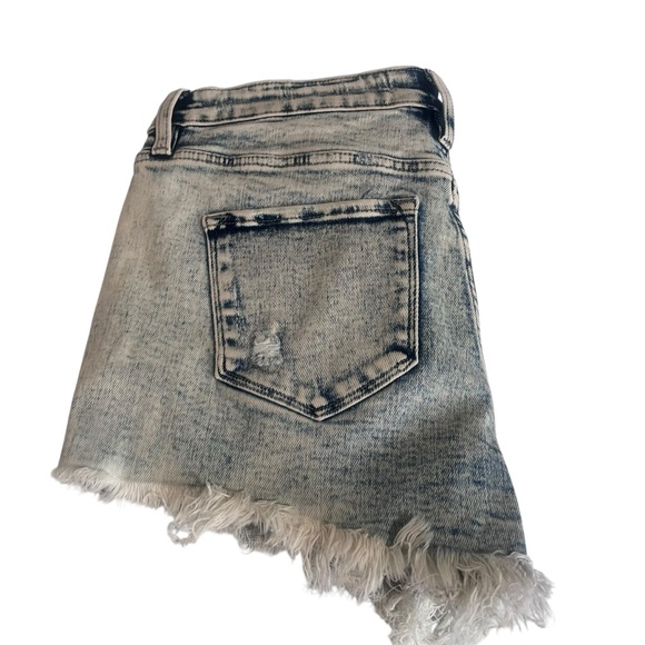 KanCan Acid Wash High Rise Distressed Denim Cutoff Shorts Frayed Hem - Picture 5 of 12